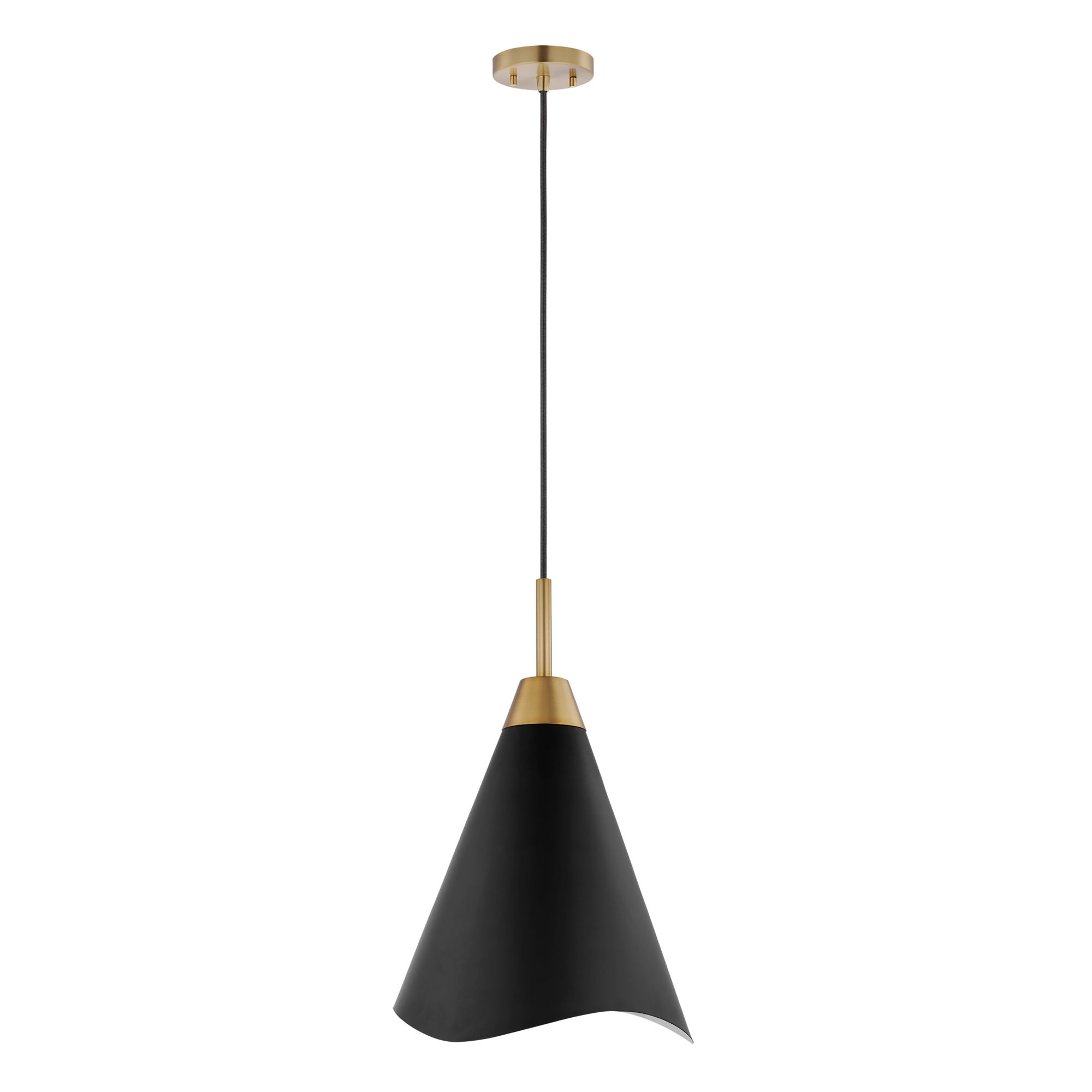 Image 4 Tango; 1 Light; Medium Pendant; Matte Black with Burnished Brass more views