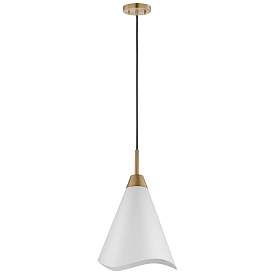 Image1 of Tango; 1 Light; Medium Pendant; Matte White with Burnished Brass