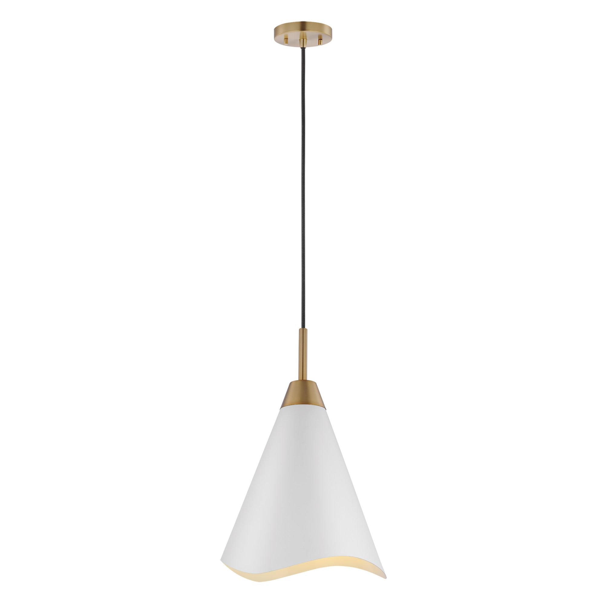 Image 3 Tango; 1 Light; Medium Pendant; Matte White with Burnished Brass more views
