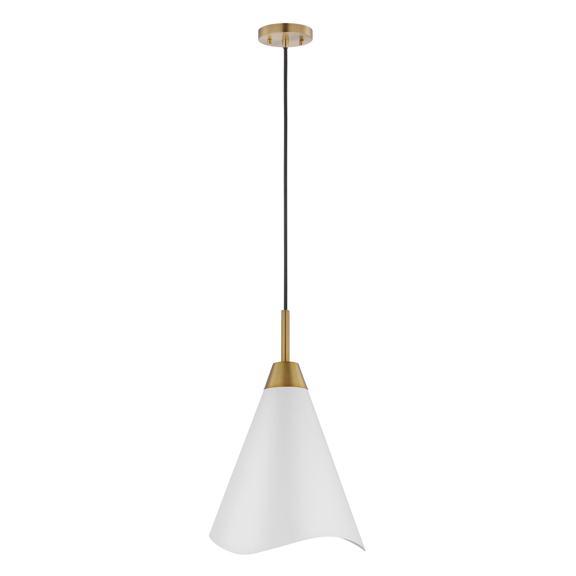 Image 4 Tango; 1 Light; Medium Pendant; Matte White with Burnished Brass more views