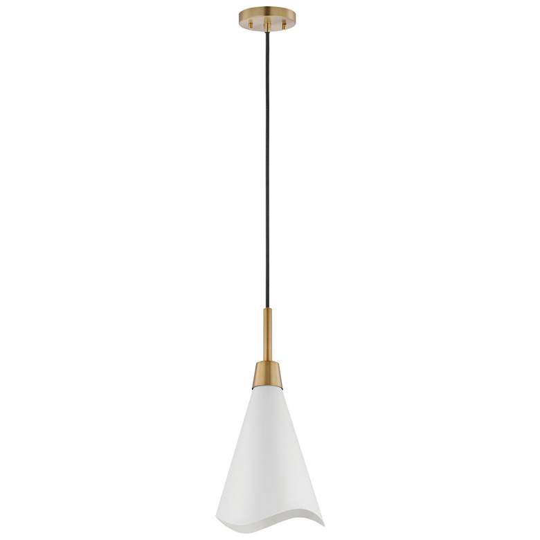 Image 1 Tango; 1 Light; Small Pendant; Matte White with Burnished Brass