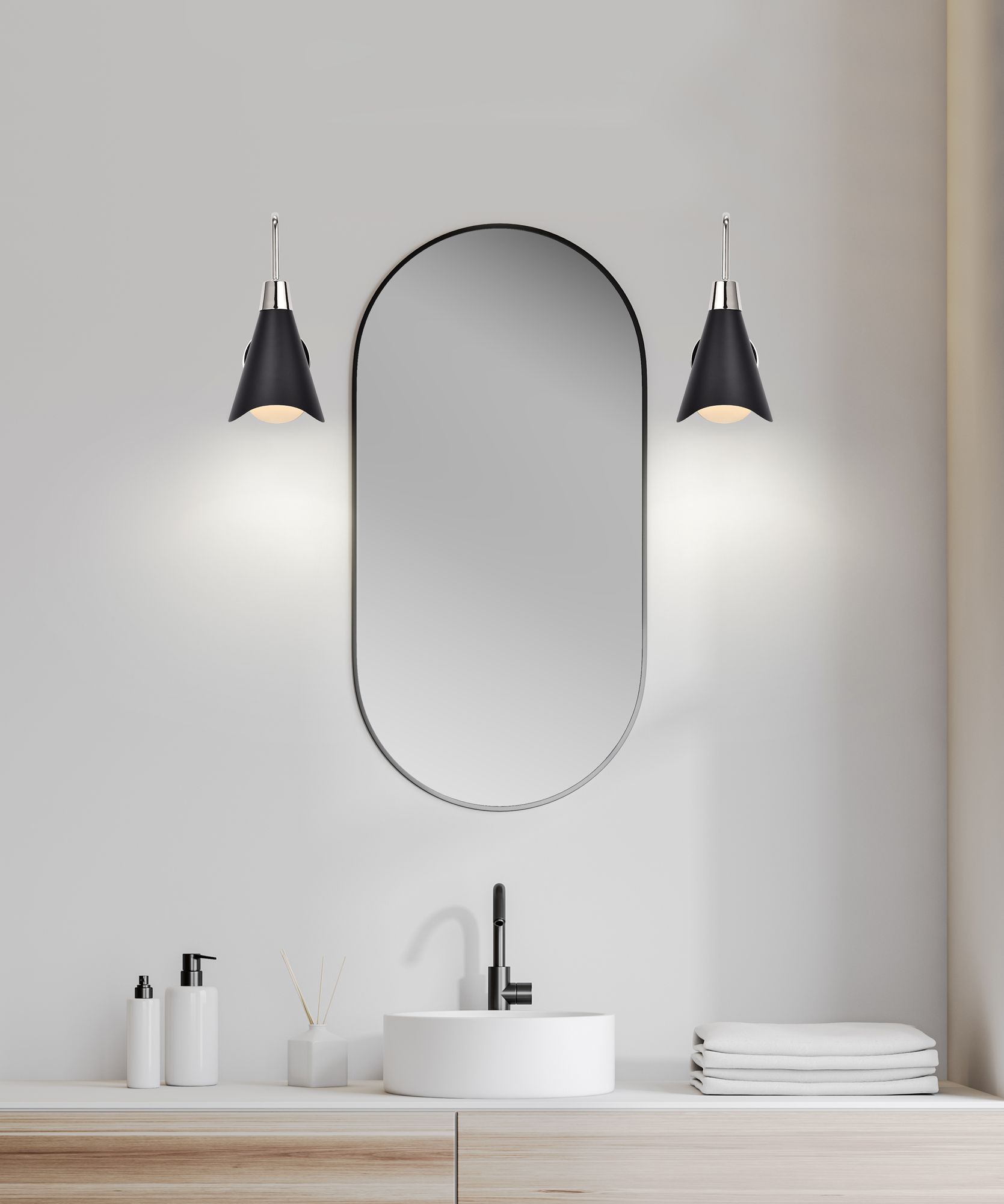 Image 4 Tango; 1 Light; Wall Sconce; Matte Black with Polished Nickel more views