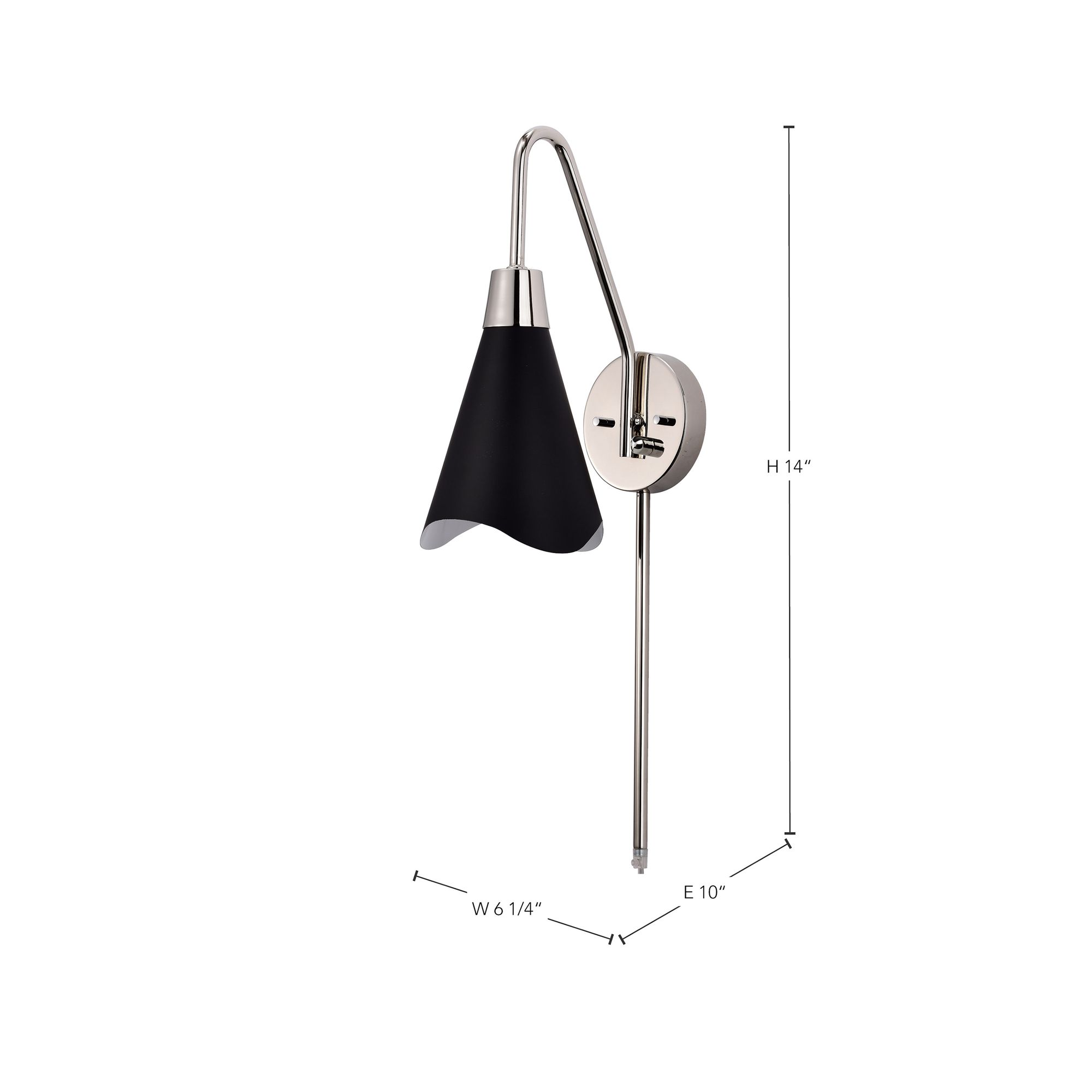 Image 6 Tango; 1 Light; Wall Sconce; Matte Black with Polished Nickel more views
