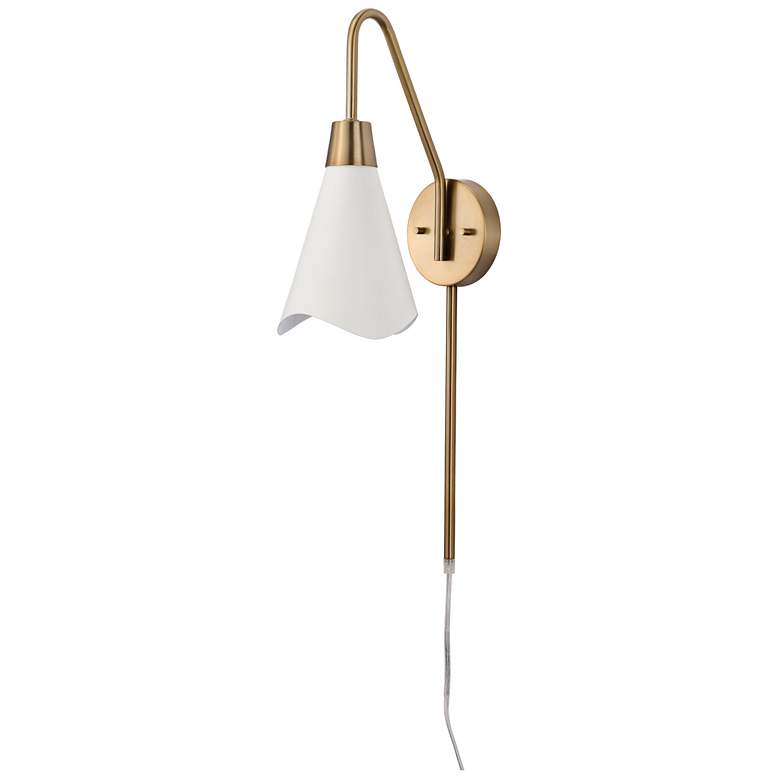 Image 1 Tango; 1 Light; Wall Sconce; Matte White with Burnished Brass