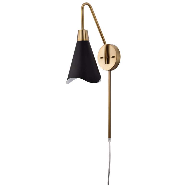 Image 1 Tango 14" High Burnished Brass with Matte Black Wall Sconce
