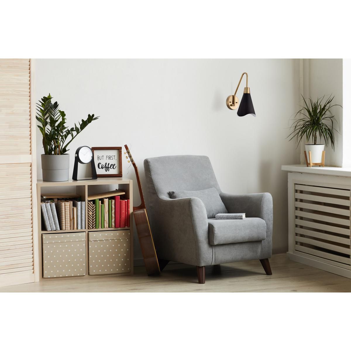 Image 6 Tango 14" High Burnished Brass with Matte Black Wall Sconce more views