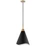 3_Tango 15" Wide Matte Black and Burnished Brass Pendant Light