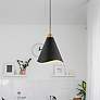 2_Tango 15" Wide Matte Black and Burnished Brass Pendant Light