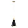 5_Tango 15" Wide Matte Black and Burnished Brass Pendant Light more views