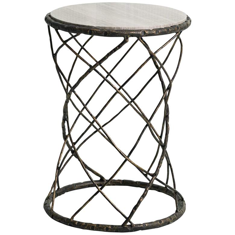 Image 1 Tango 16" Wide White Granite and Bronze Accent Table