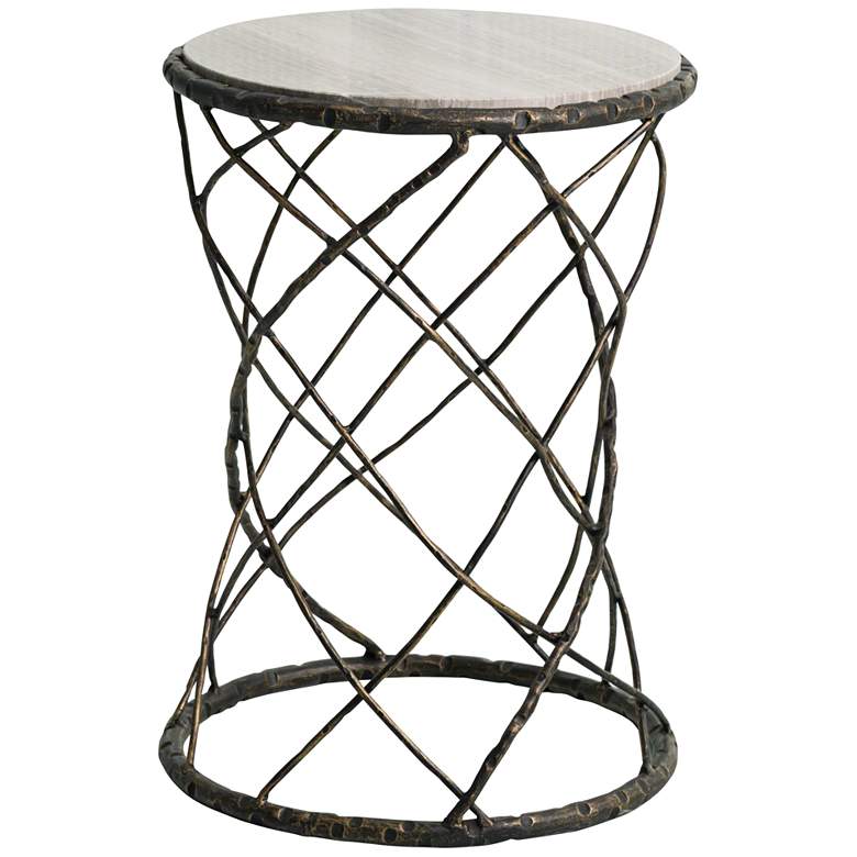 Image 1 Tango 16 inch Wide White Granite and Bronze Accent Table