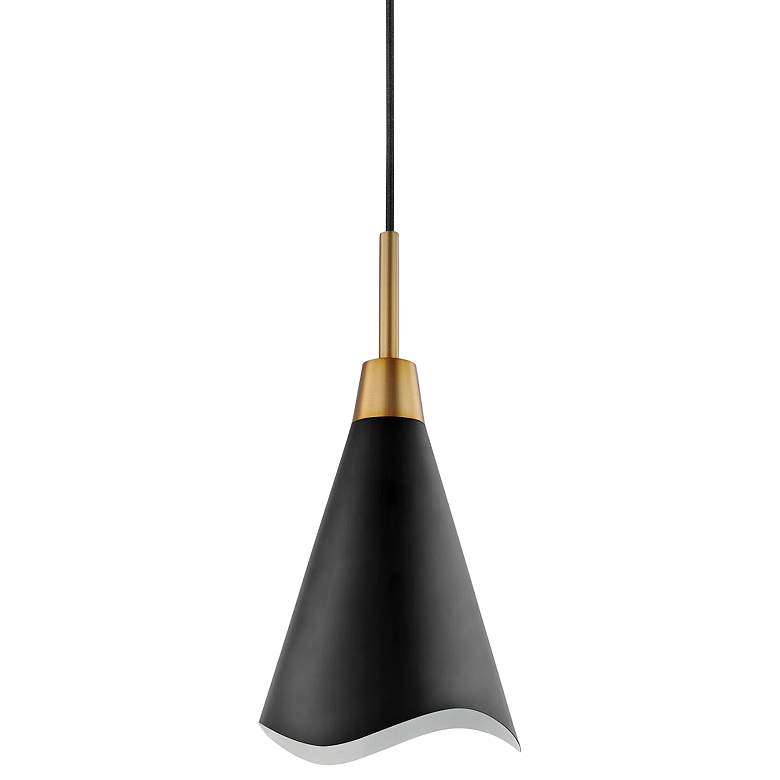 Image 2 Tango 8" Wide Matte Black and Burnished Brass Mini Pendant