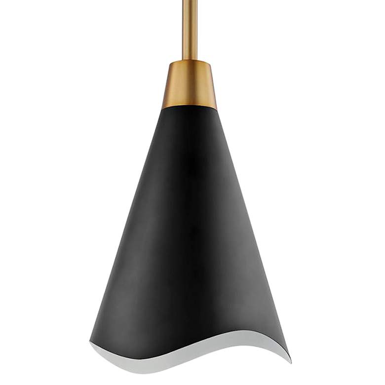 Image 3 Tango 8" Wide Matte Black and Burnished Brass Mini Pendant more views