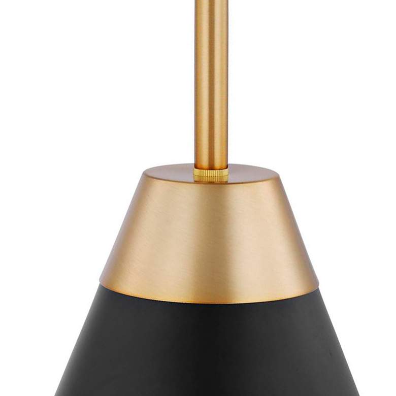 Image 4 Tango 8" Wide Matte Black and Burnished Brass Mini Pendant more views