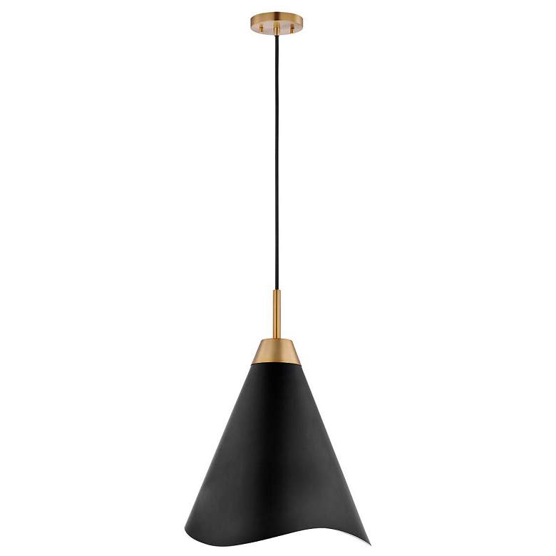 Image 5 Tango 8" Wide Matte Black and Burnished Brass Mini Pendant more views