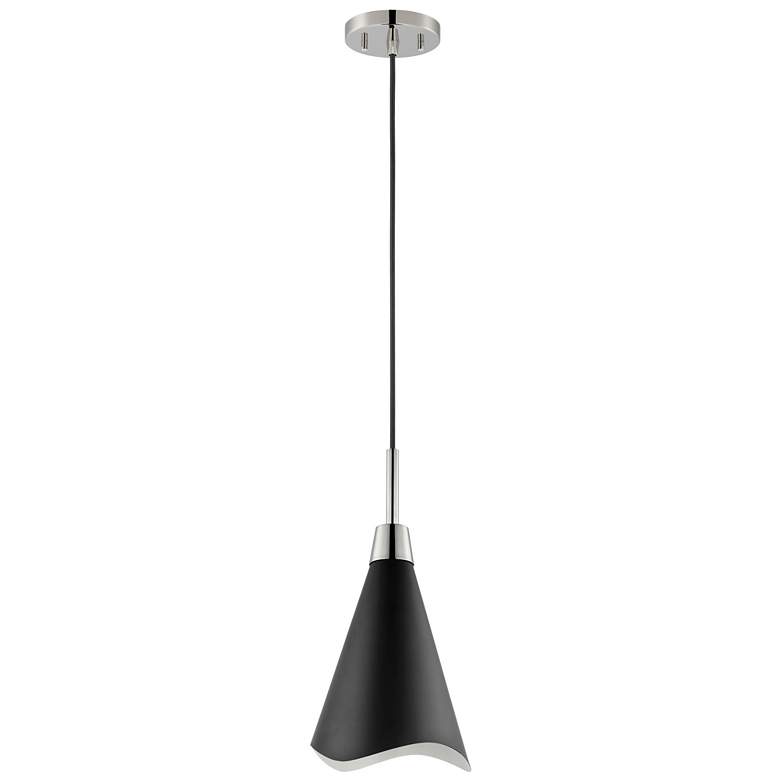 Image 1 Tango 8" Wide Polished Nickel and Matte Black Mini Pendant