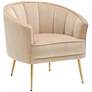 Tania Champagne Velvet Tufted Accent Chair in scene