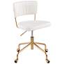 Tania Cream Velvet Fabric Adjustable Swivel Task Chair