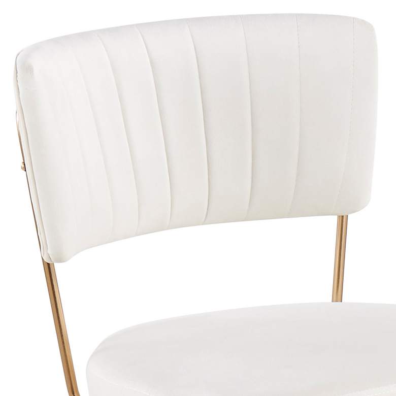 Image 3 Tania Cream Velvet Fabric Adjustable Swivel Task Chair more views