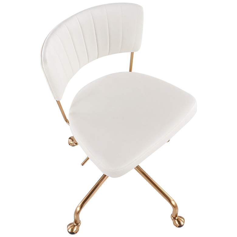 Image 6 Tania Cream Velvet Fabric Adjustable Swivel Task Chair more views