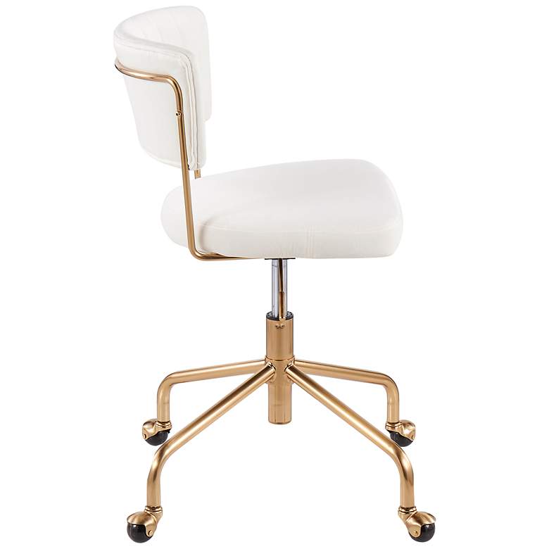 Image 7 Tania Cream Velvet Fabric Adjustable Swivel Task Chair more views