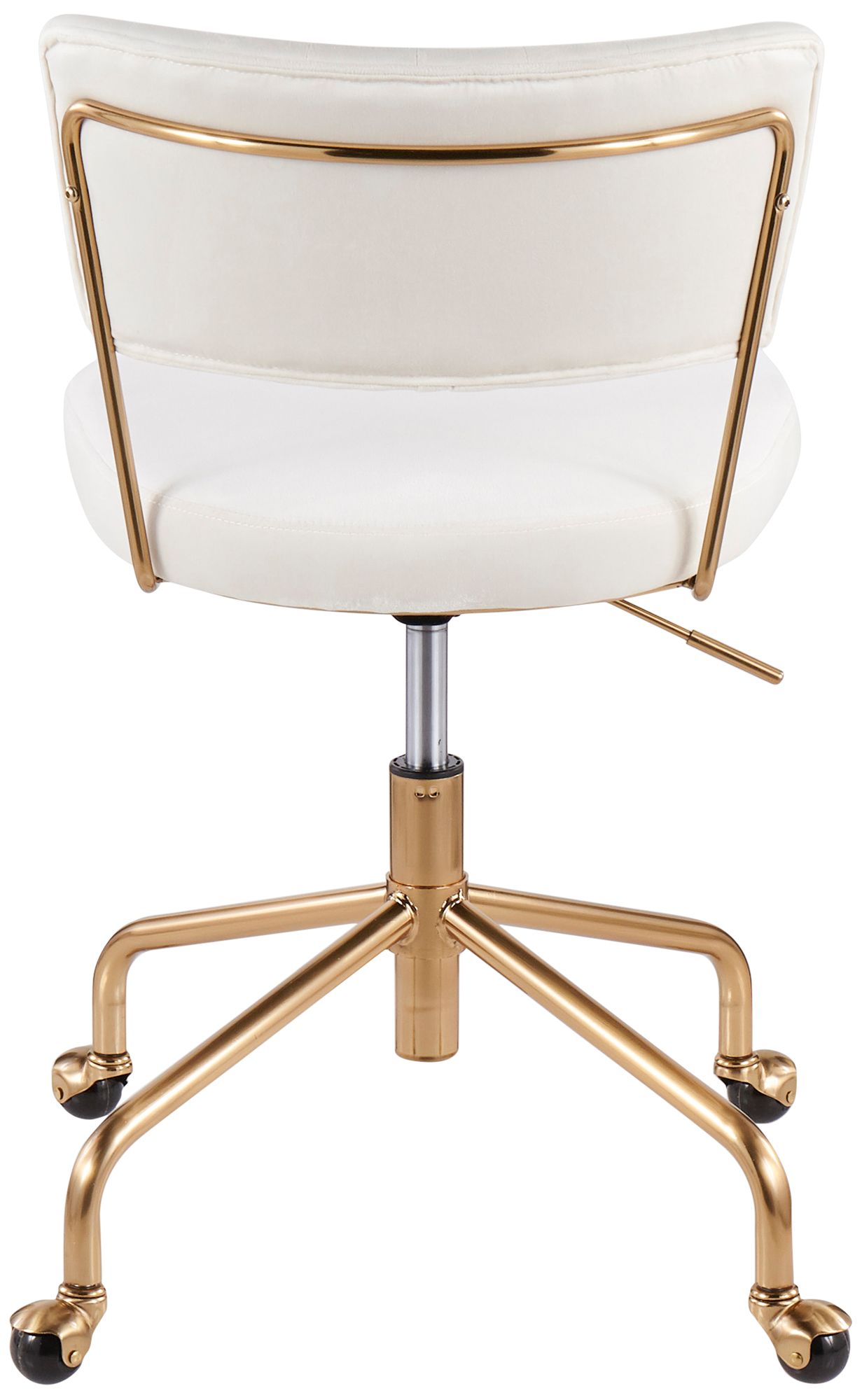 Tania Cream Velvet Fabric Adjustable Swivel Task Chair
