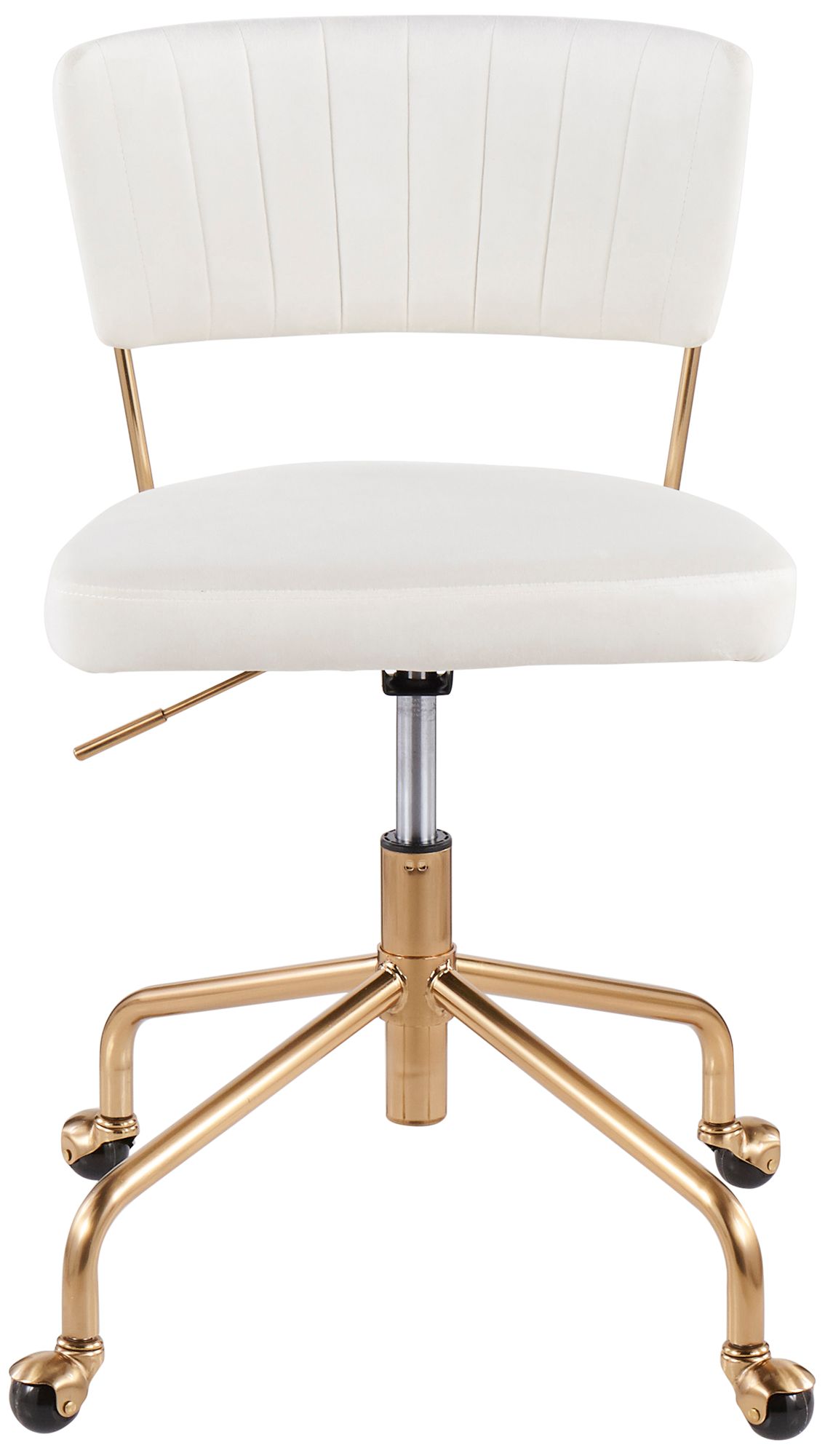 Tania Cream Velvet Fabric Adjustable Swivel Task Chair