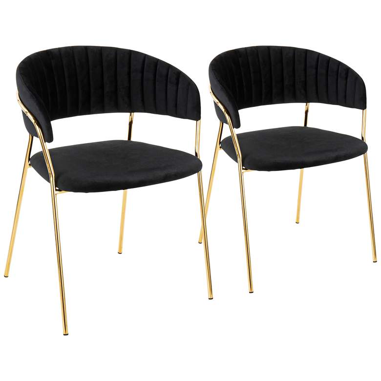 Image 1 Tania Gold Metal with Black Velvet Armchairs Set of 2