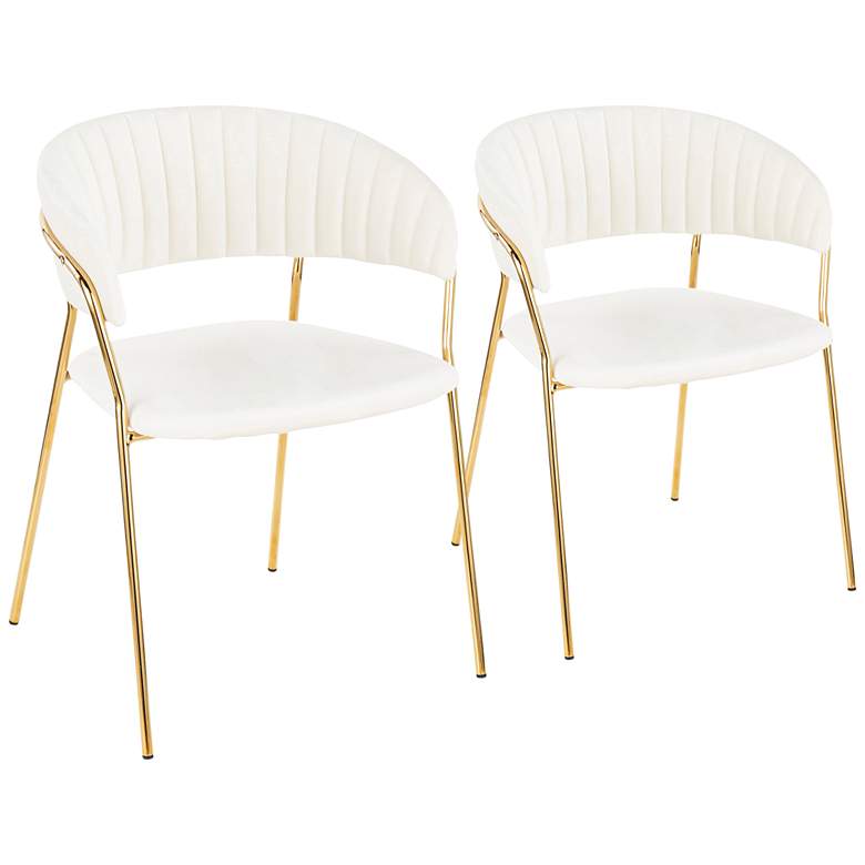 Image 1 Tania Gold Metal with White Velvet Armchairs Set of 2