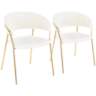 Tania Gold Metal with White Velvet Armchairs Set of 2