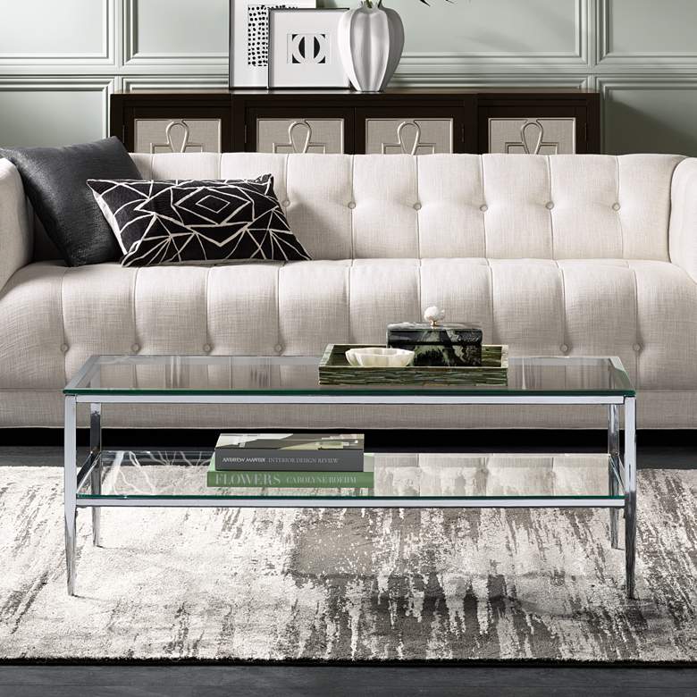 Image 1 Tanika 48 inch Wide Chrome and Glass Rectangular Coffee Table