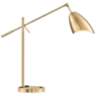 Tanko Antique Brass Metal Desk Lamp with Outlet and USB Port
