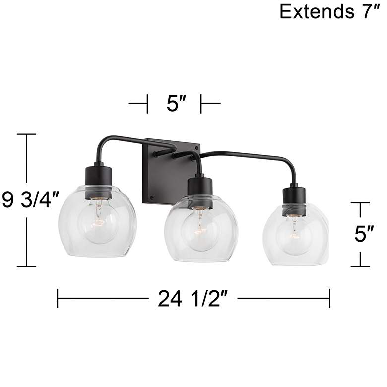 Image 6 Tanner 24 1/2" Wide Matte Black 3-Light Vanity Bath Light more views