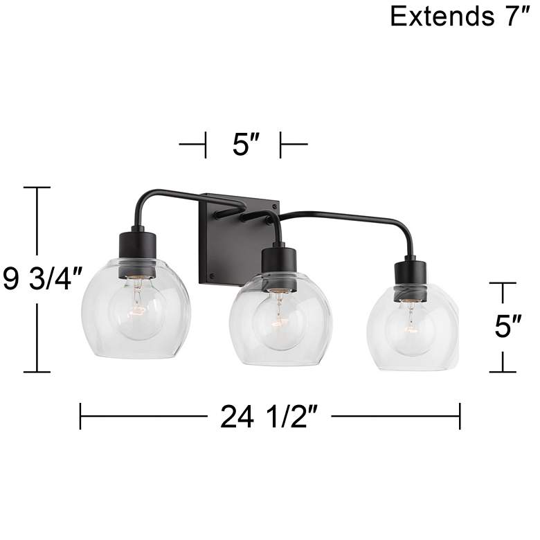 Image 6 Tanner 24 1/2 inch Wide Matte Black 3-Light Vanity Bath Light more views