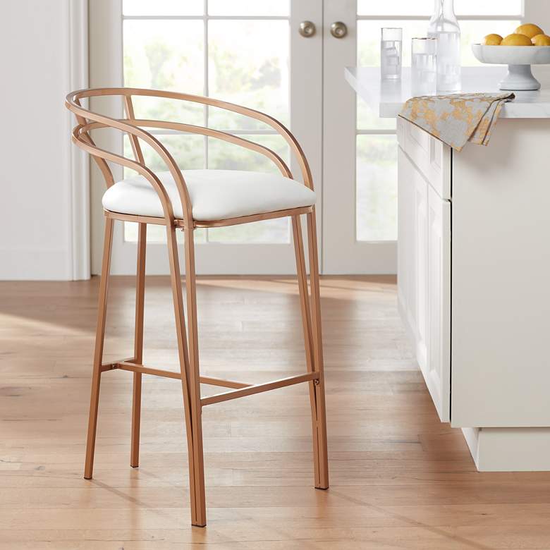 Image 2 Tanner 30" Luxe Gold and White Barstool