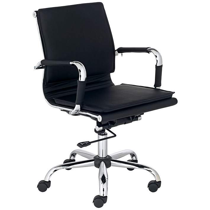 Studio 55D Tanner Black Faux Leather Lowback Desk Chair