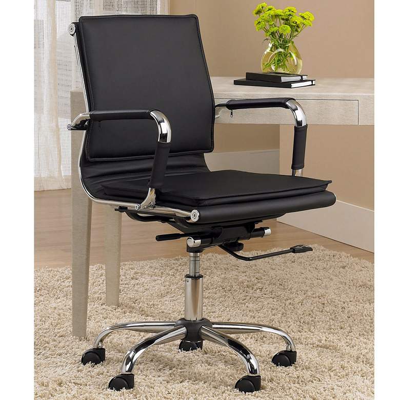 Image 1 Tanner Black Faux Leather Lowback Desk Chair