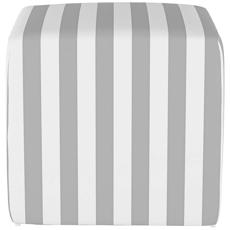 Image 1 Tanner Canopy Stripe Storm and Twill Square Cube Ottoman