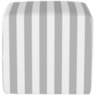 Tanner Canopy Stripe Storm and Twill Square Cube Ottoman