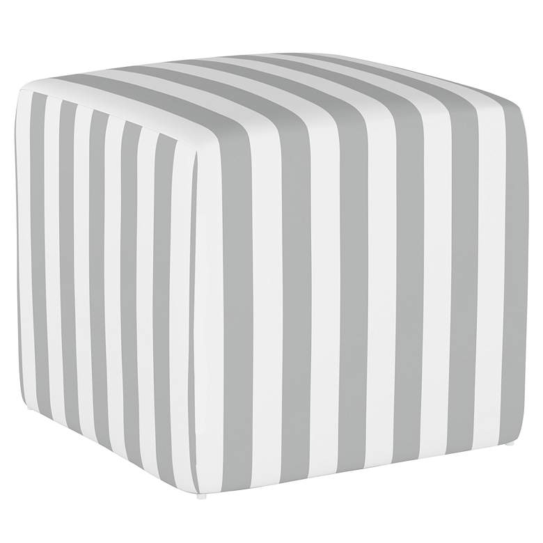 Image 2 Tanner Canopy Stripe Storm and Twill Square Cube Ottoman more views
