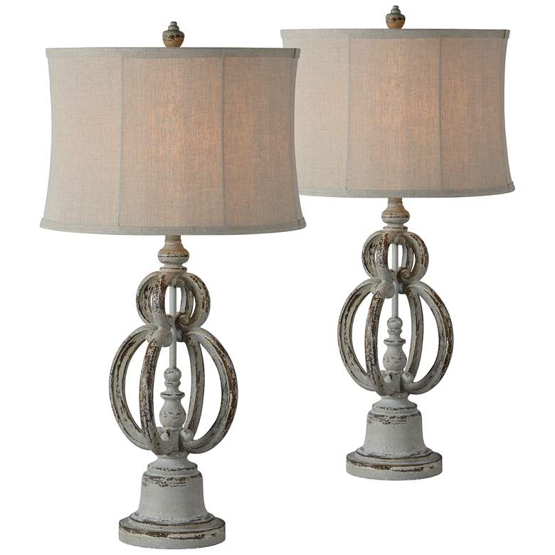 Image 1 Tanner Distressed Light Gray Table Lamps Set of 2