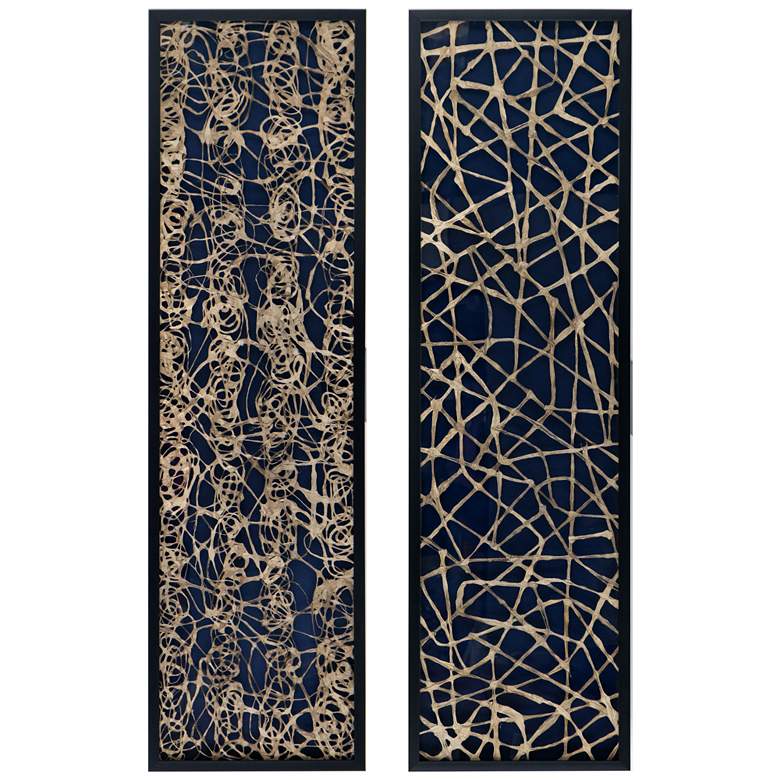 Image 1 Tannis 55" Tall Blue & White Rice Paper Shadow Boxes - Set of 2