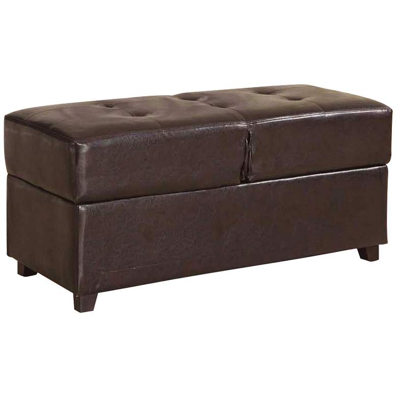 Image 1 Tannon Espresso Bycast Leather Storage Bench