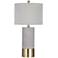 Tano Gray Cement and Antique Brass Cylinder Table Lamp