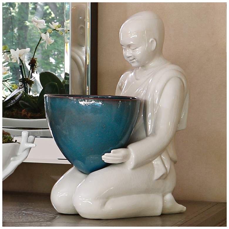Image 1 Tantric Aqua Ceramic Offering Bowl