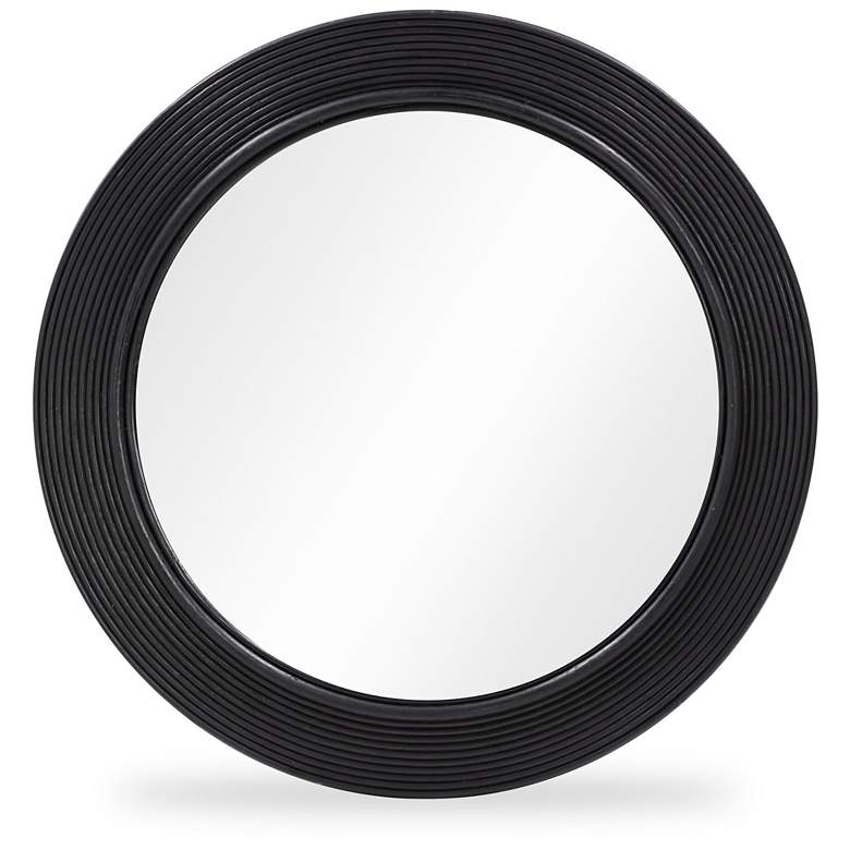 Image 1 Tanya Black Rattan Round Wall Mirror