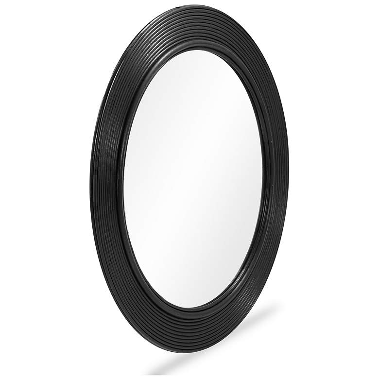 Image 2 Tanya Black Rattan Round Wall Mirror more views