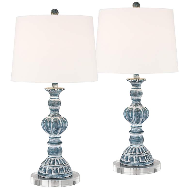 Image 1 Tanya Blue Wash Table Lamps With 7 inch Round Risers