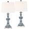 Tanya Blue Wash Table Lamps With 7" Square Risers