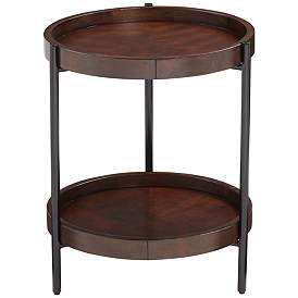 Image3 of Taos 20 1/4" Wide Round Walnut Accent Table